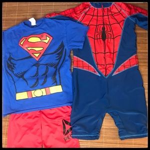 Boys outfit & Swim Suit. Superman & Spiderman!